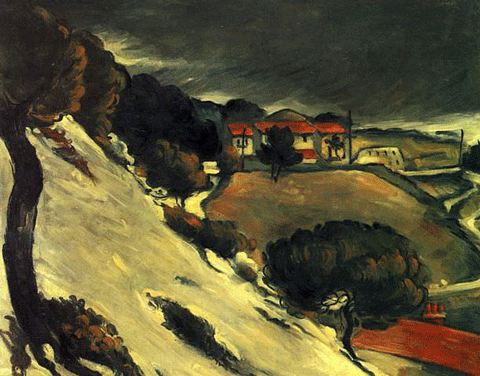 reproductie Melting snow van Paul Cezanne